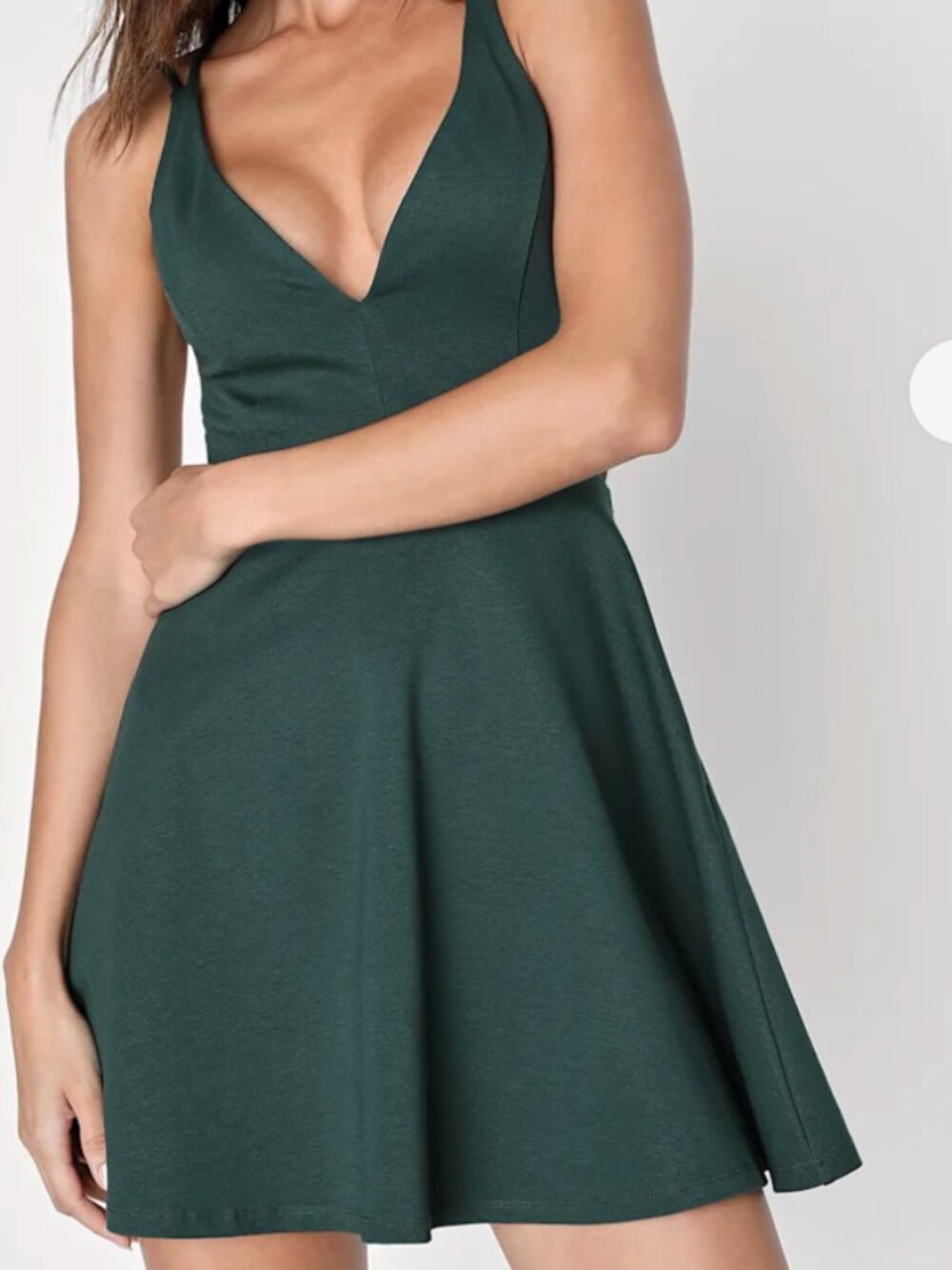 Lulus Believe in Love Forest Green Strappy Backless Skater Dress - size S